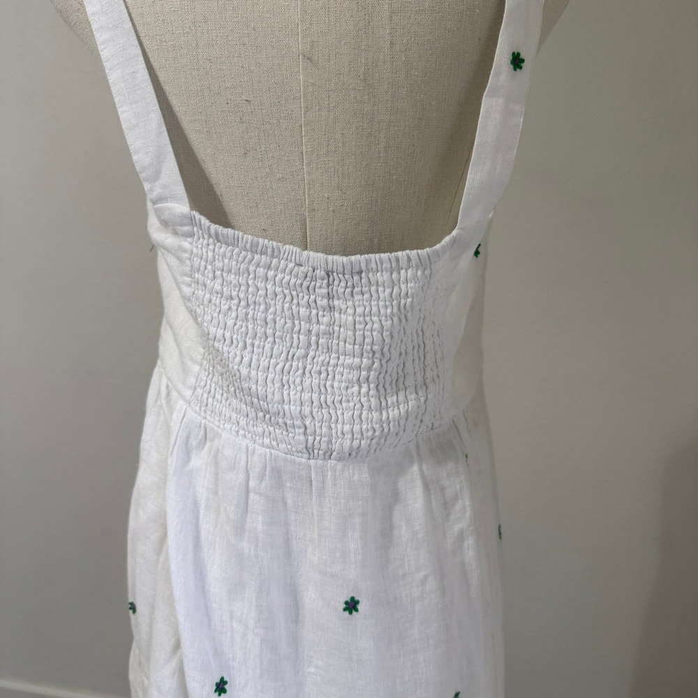 Rails $244 Violet Green Daisy Embroidery White Linen Blend Maxi Dress Medium - Picture 8 of 12